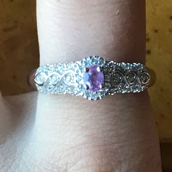 Natural Purple Sapphire Sterling Silver Ring Size 9 - Picture 1 of 8